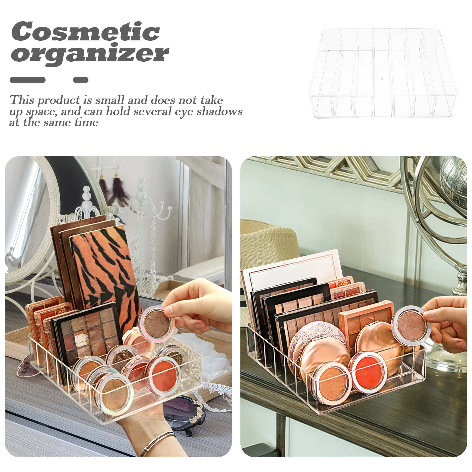 

Eyeshadow Organizer Acrylic Transparent Makeup Palettes Holders Durable Vanity Organizers Small Space Saving Vanity Organizer