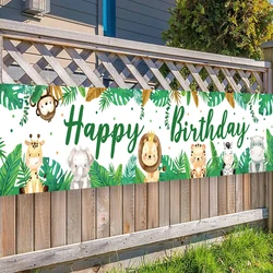 Jungle Animal Theme Banner 1st Birthday Party Decor Kids Wild One Safari Jungle Birthday Party Supplies Green Forest Baby Shower