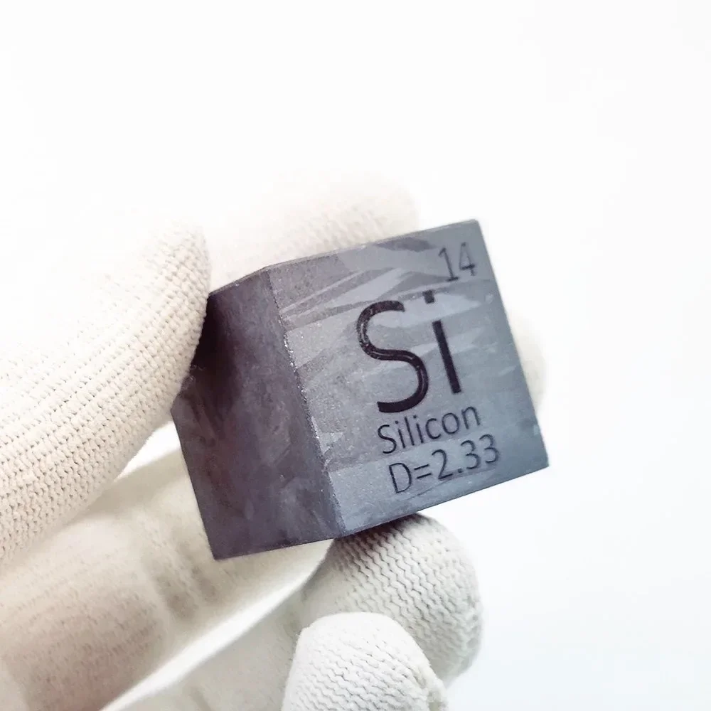 

25.4mm Silicon Cube 1 Inch Si Metal Block Periodic Table Engraving