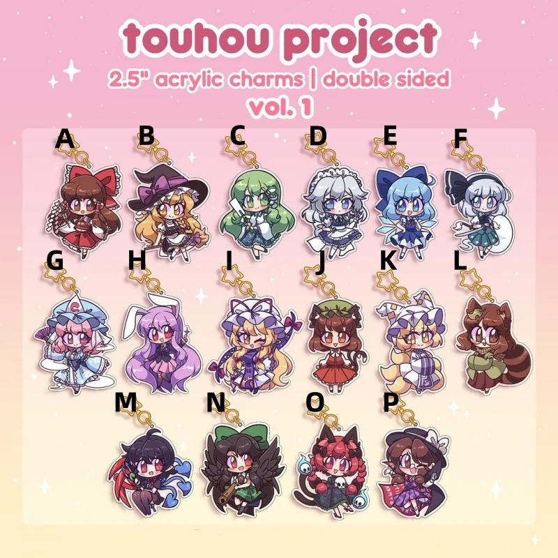 Touhou Project Character Charms Double Sided Acrylic Keychain Anime Game Keyring Collectible Pendant Gift