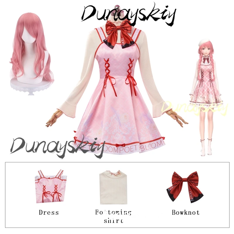 Anime Infinity Nikki Cosplay Lolita Parrucca abito rosa Nikki Costume cosplay Abiti di Halloween per donna Ragazza Costume personalizzato