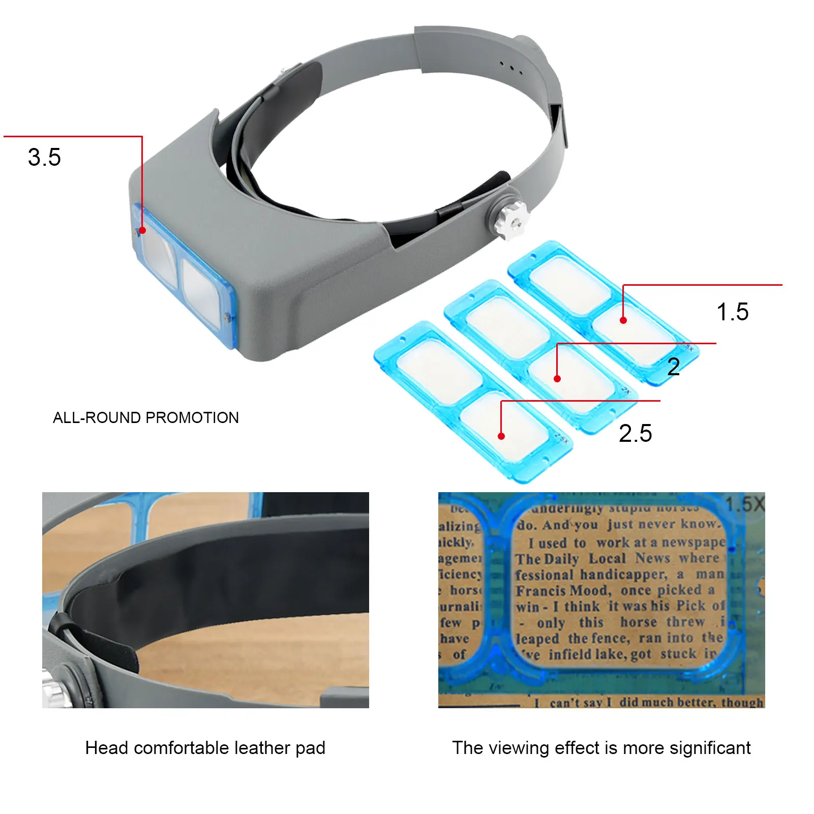 Mocowanie głowicy lupa lornetki okulary powiększające 1.5X 2X 2.5X 3.5X lupa szkło jubiler szkło powiększające na opasce z 4 obiektyw
