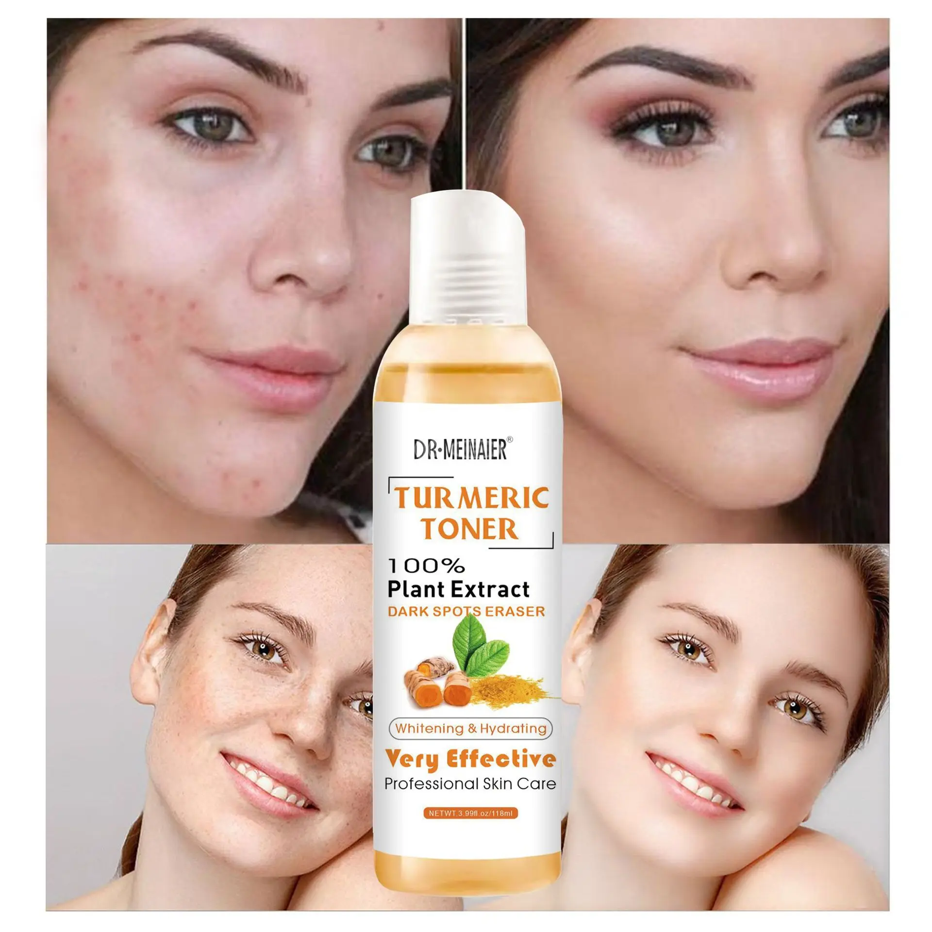 118ml Turmeric Essential Dark Spots Toner Ginger Deep Hydration Moisturizer Nourishing Smoothing Face Serum Oil Skin Care