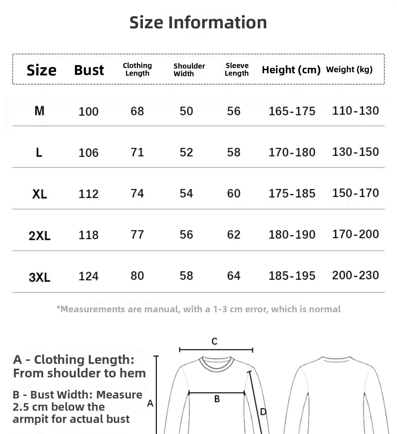 Weißes, schweres 400g reines Baumwoll-Langarm-T-Shirt, Unisex Basic Loose Inner Wear Base Layer Shirt für Männer und Frauen. – Detail 1