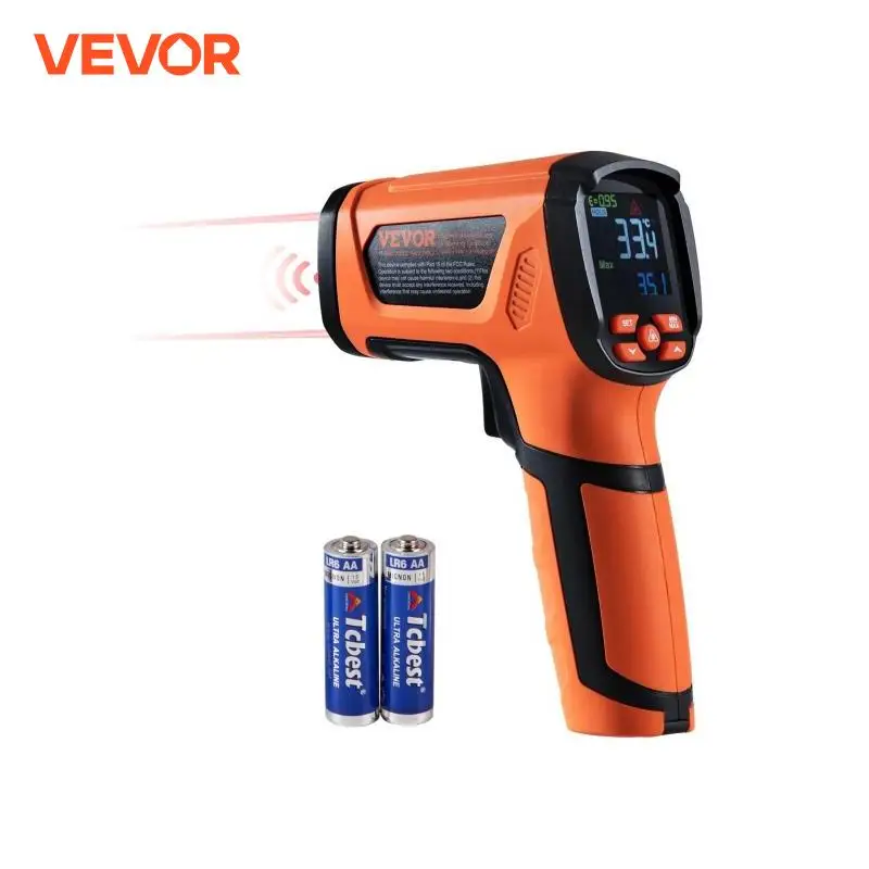 VEVOR-pistola de temperatura láser Dual sin contacto, termómetro infrarrojo, pistola de temperatura de calor IR de mano para motor de fundición de Metal