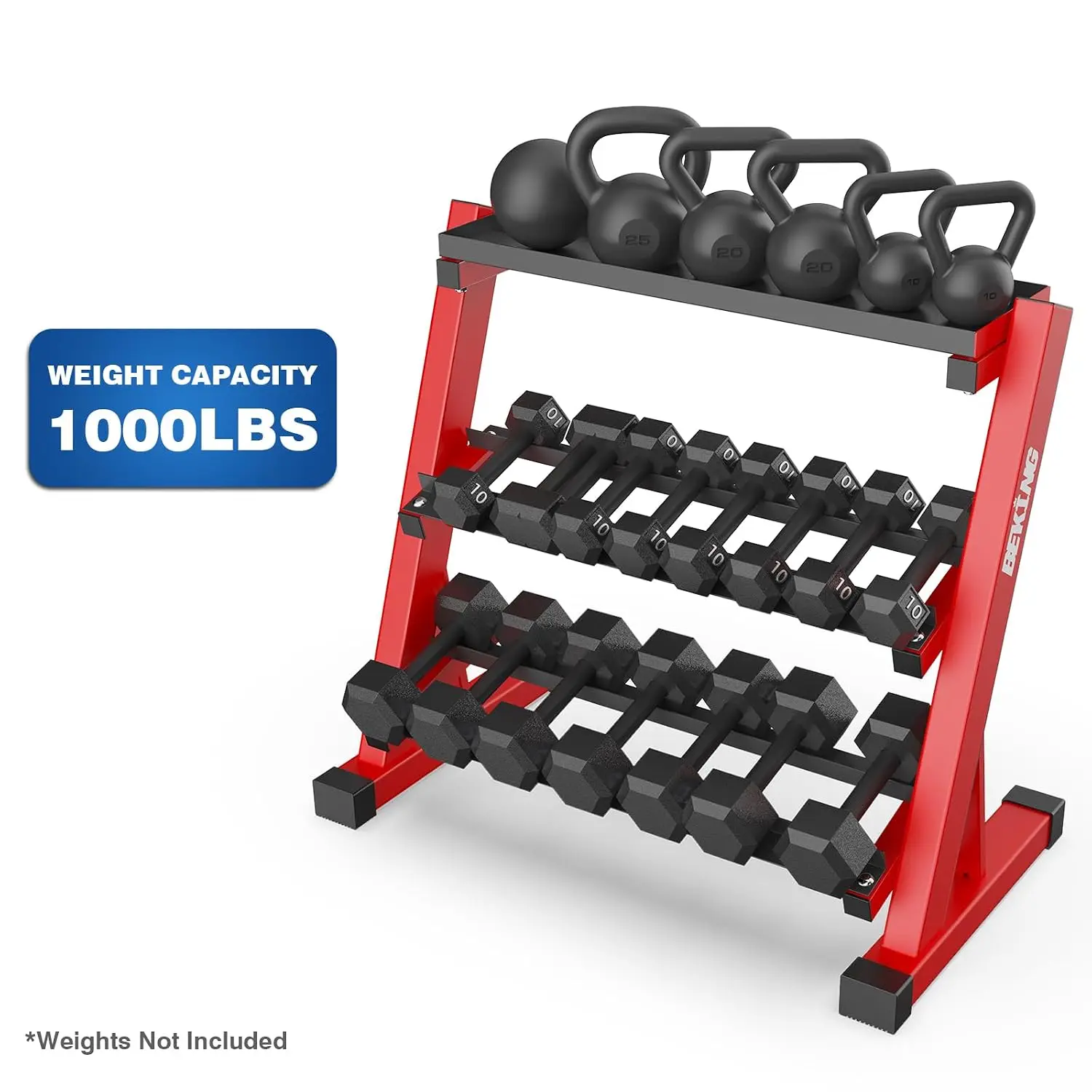 3 Tier Dumbbell Rack,1000LB Capacity Weight Storage Rack for Home Gym Fitness,Multifunctional Free Weight Organizer Stand