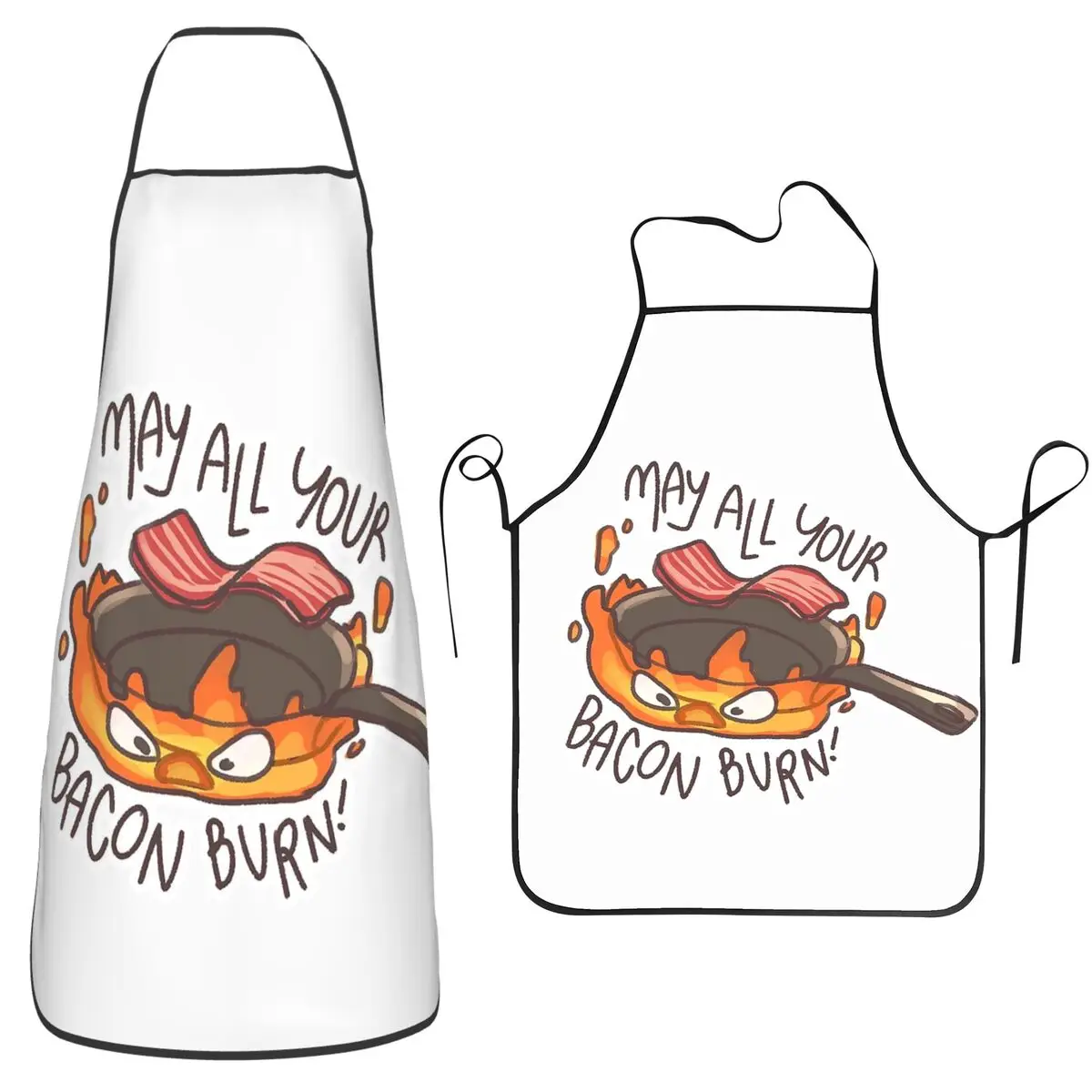Calcifer May All Your Bacon Burn Aprons Chef Cooking Tablier Waterproof Bib Kitchen Cleaning Pinafore for Women Men Gardening