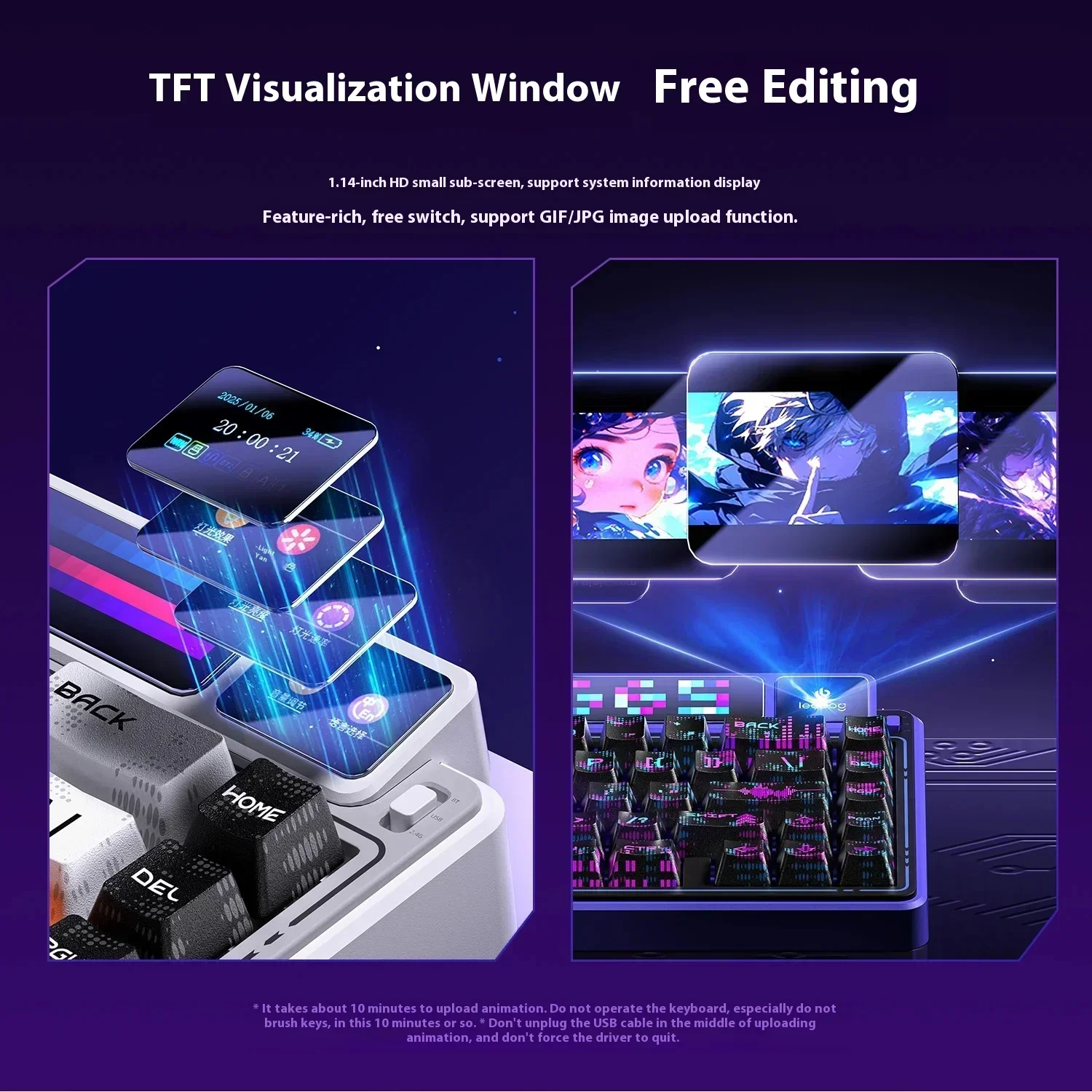 LEOBOG AMG65 Drahtlose RGB Tri Mode Mechanische Tastatur Hot Swap TFT LED Bildschirm Esports Tastaturen Anpassen PC Zubehör Geschenke