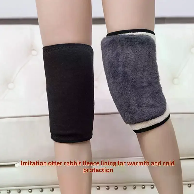 

Зимние теплые наколенники для женщин, гетры для мужчин, пожилые люди, холодные ноги, артрит, наколенники, поддержка колена, защита колена из кроличьего меха