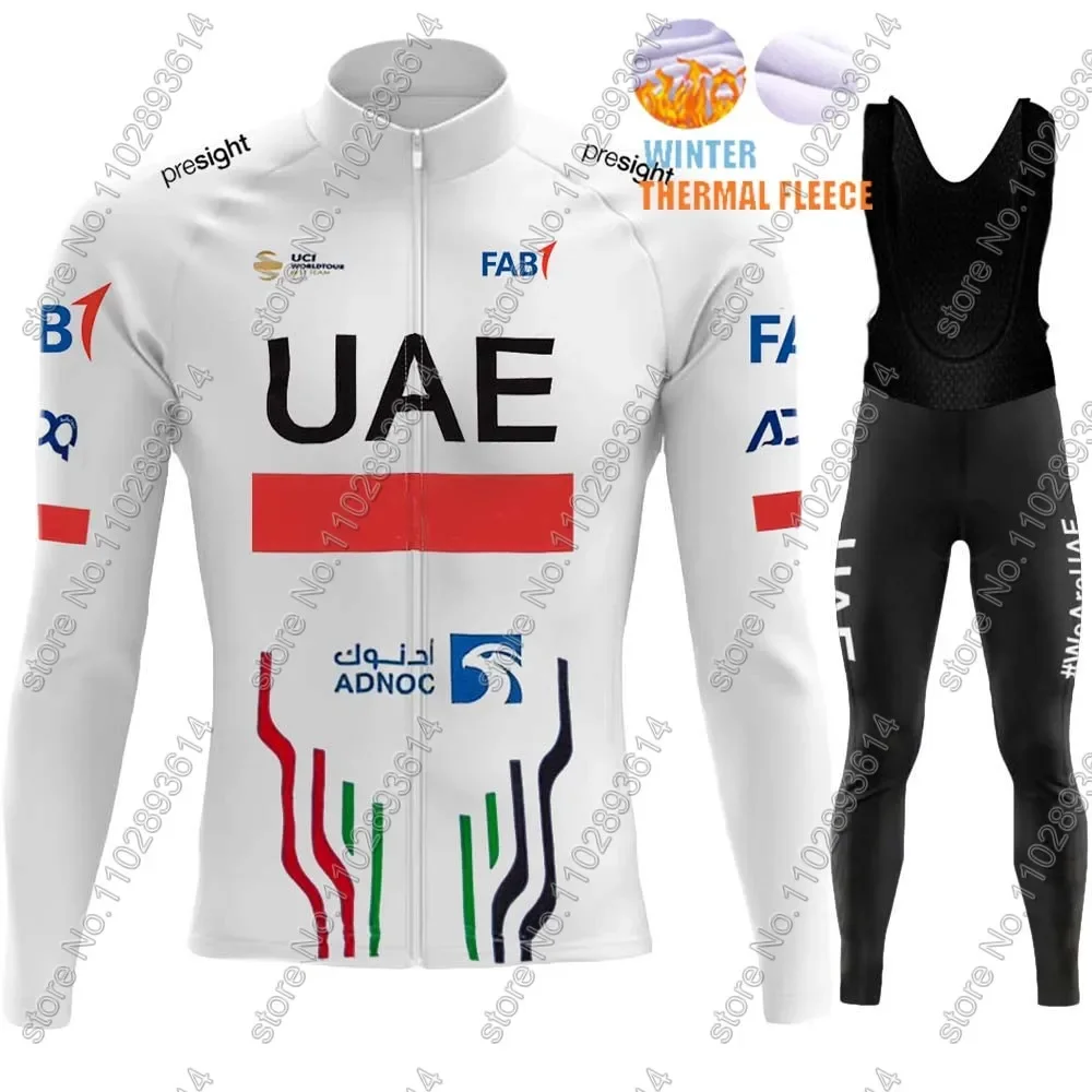 Winter UAE Cycling Jersey 2024 Long Sleeve Team Set Clothing Road Pants Bib Bike Suit MTB Maillot Ropa Culotte