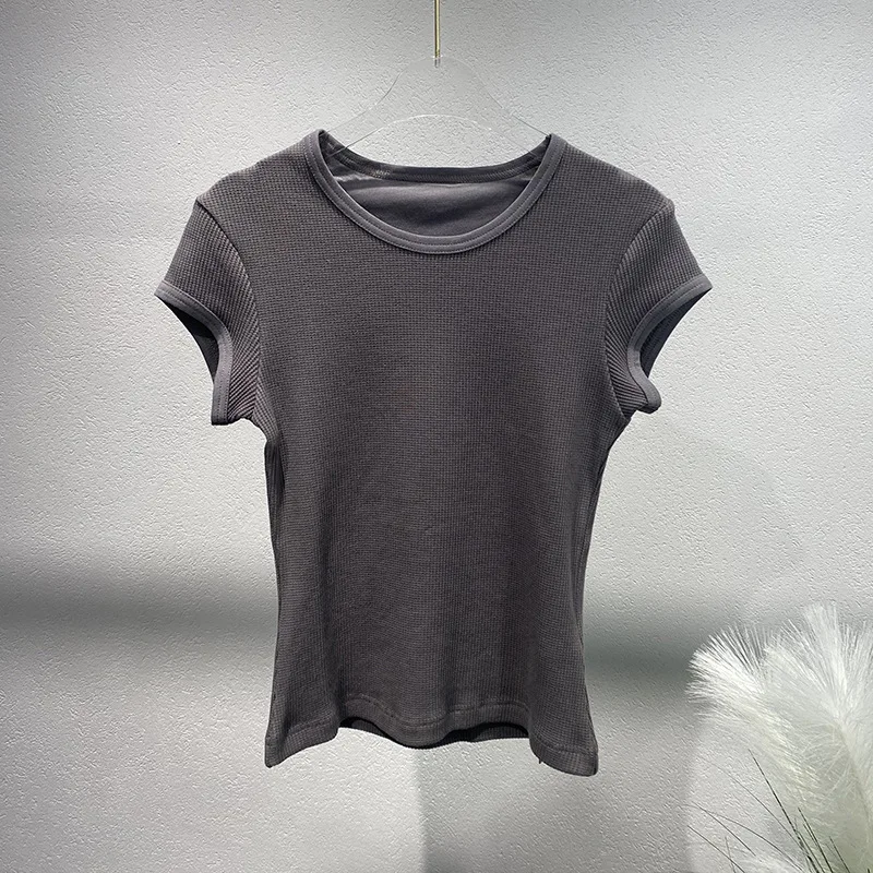 

Новая коллекция Весна-лето 2024, простая, модная, универсальная футболка с коротким рукавом для женщин