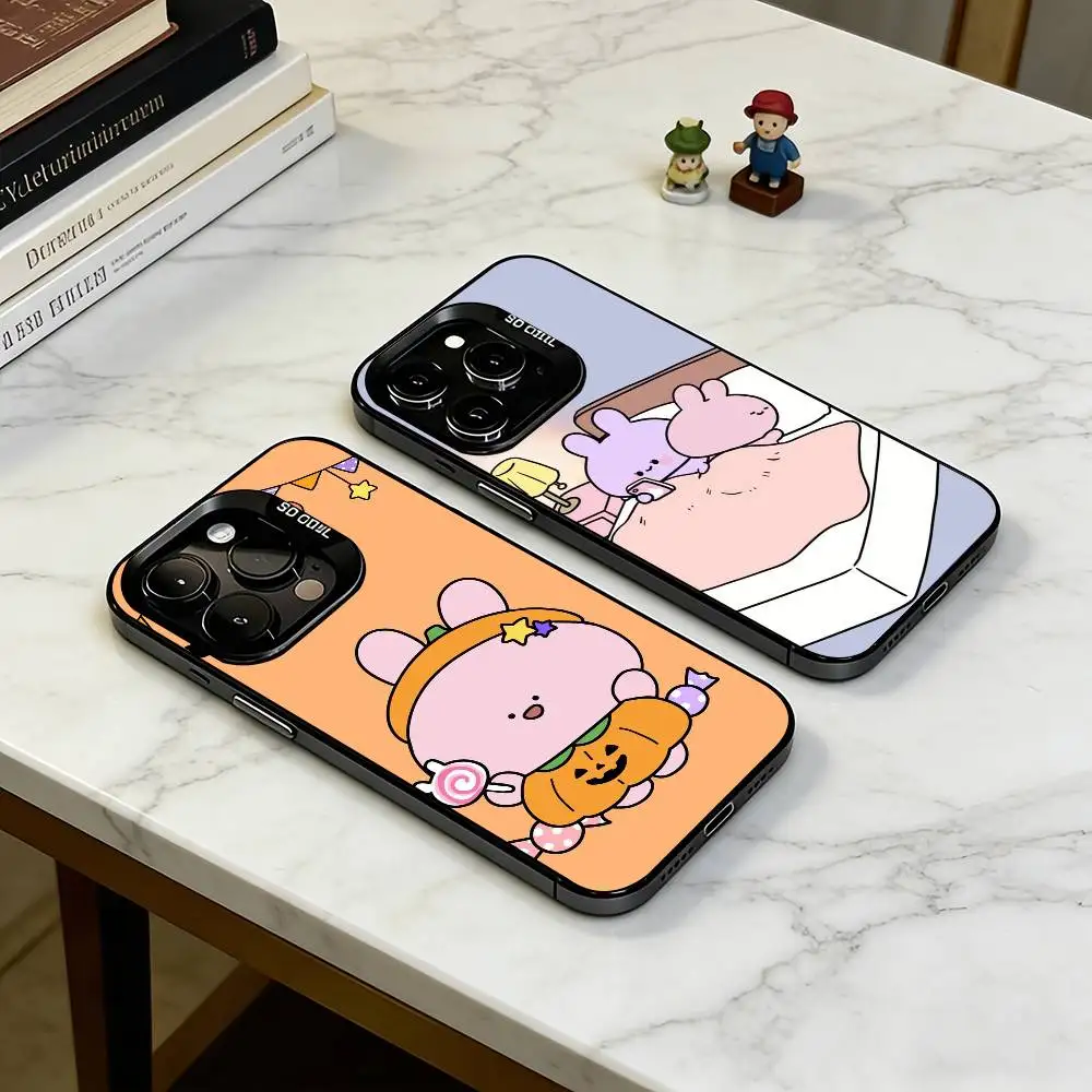 K-Kawaii Character Asamimichan  Phone Case For iPhone 17,16,15,14,13,12,11 Plus,Pro Max,XS,Colored Silver Plated Inside Cover