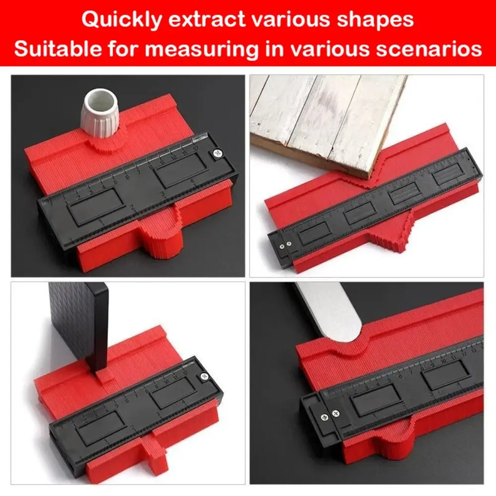 مسطرة بلاستيكية منحنية جديدة أحمر برتقالي 5/10 بوصة شكل مكررة عينات مخططة متعددة الوظائف