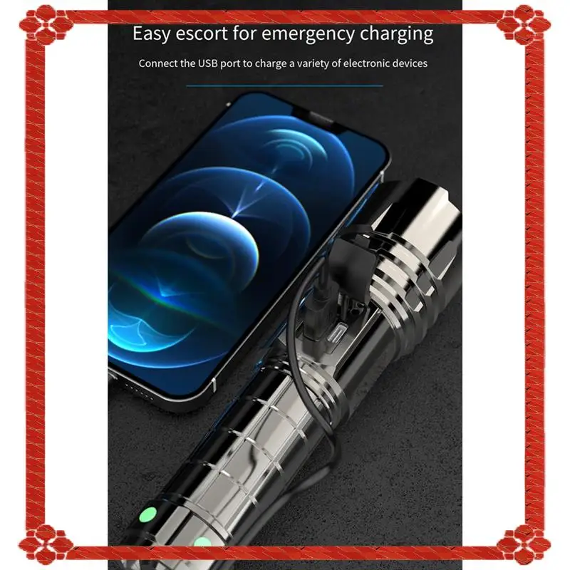 Mountain Adventure Emergency Flashlight Multi-Functional Hand Held Torch Rechargeable Ultra-Long Battery Life Flashlight Durable