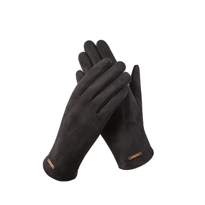 Guanti caldi in pelle scamosciata e velluto da donna guanti da ciclismo all'aperto che guidano con Touch Screen Anti-freddo in autunno e in inverno