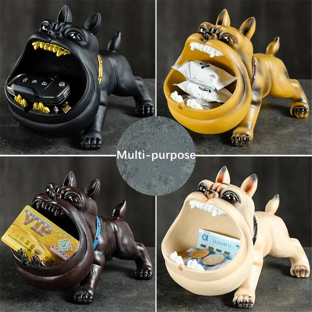 Cartoon Dog Ashtray Bulldog Animal Large Capacity Storage Box Dog Ceramic Crafts Living Room Desktop Home Ornaments Mens Gift