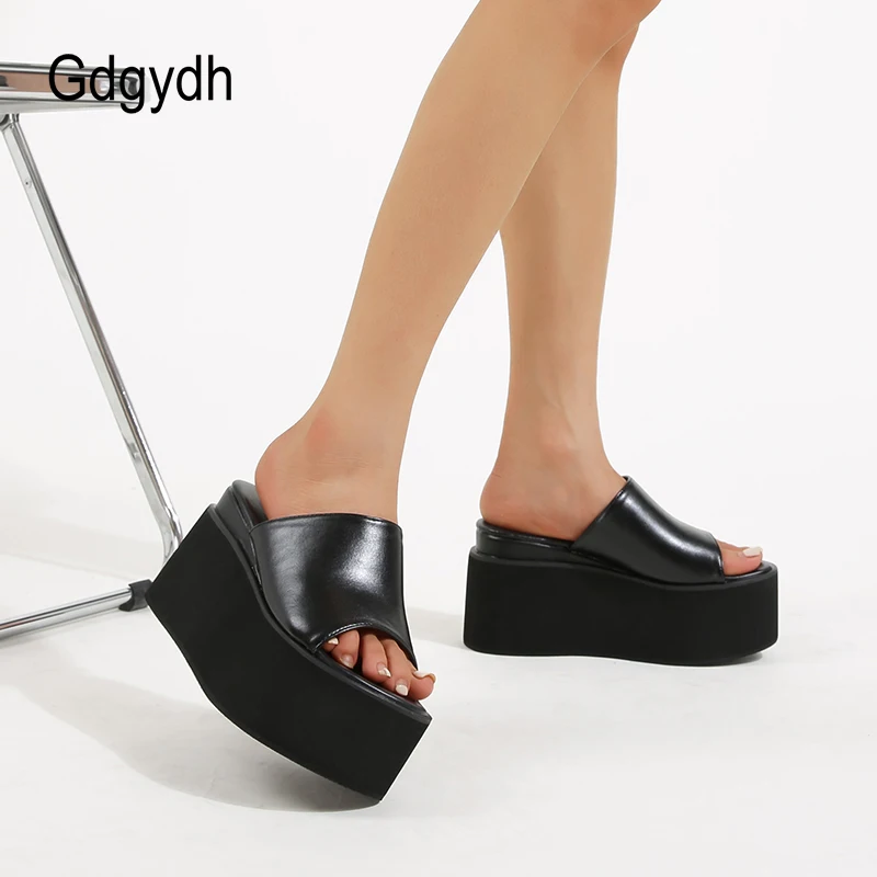 Gdgydh Platform Sandals Slingback Slip On Dressy Summer Women Outdoor Slides Suede Leopard Clip Toe Wedge Heel Beach Slippers