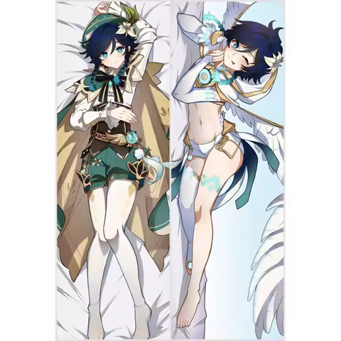 Dakimakura Anime Venti Genshin Impact Cleavage Nude Butt Large Breasts Double-Sided Print Life-Size Body Pillows Cover Adult