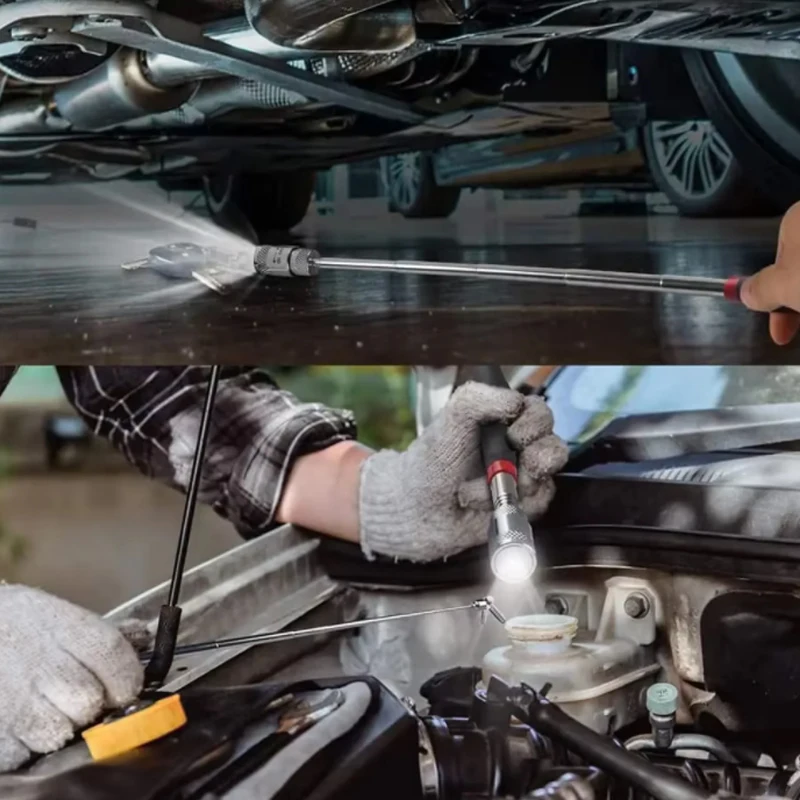 أداة التقاط مغناطيسية محمولة قابلة للتعديل، قلم قبضة مغناطيسي تلسكوبي مغناطيسي، عصا مغناطيسية تلسكوبية مع ضوء، جديد