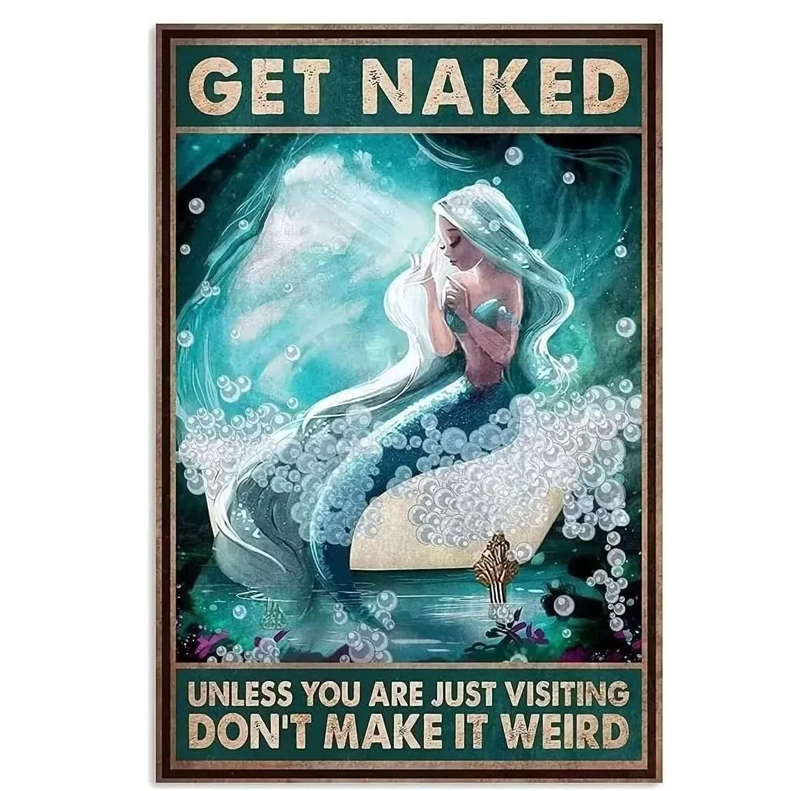Metalowe plakietki emaliowane Pinup Mermaid Dekoracja ścienna Tablica Vintage Art Plakat Żelazny Obraz dla mężczyzny Jaskinia Dom Kawiarnia Ogród Klub Bar — zdjęcie 5