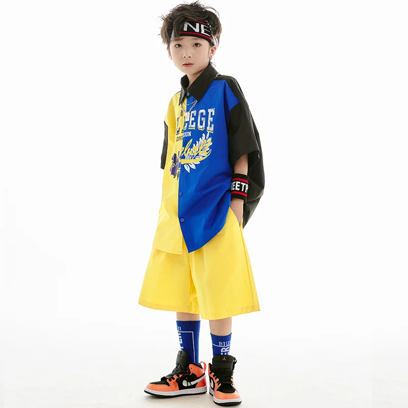 Costumes de danse Hip Hop de salle de Rhpour enfants, Shorts à manches courtes, Tenues Kpop, Jazz Dance, Vêtements de scène pour garçons, Nouveau, 2023, Hr15130