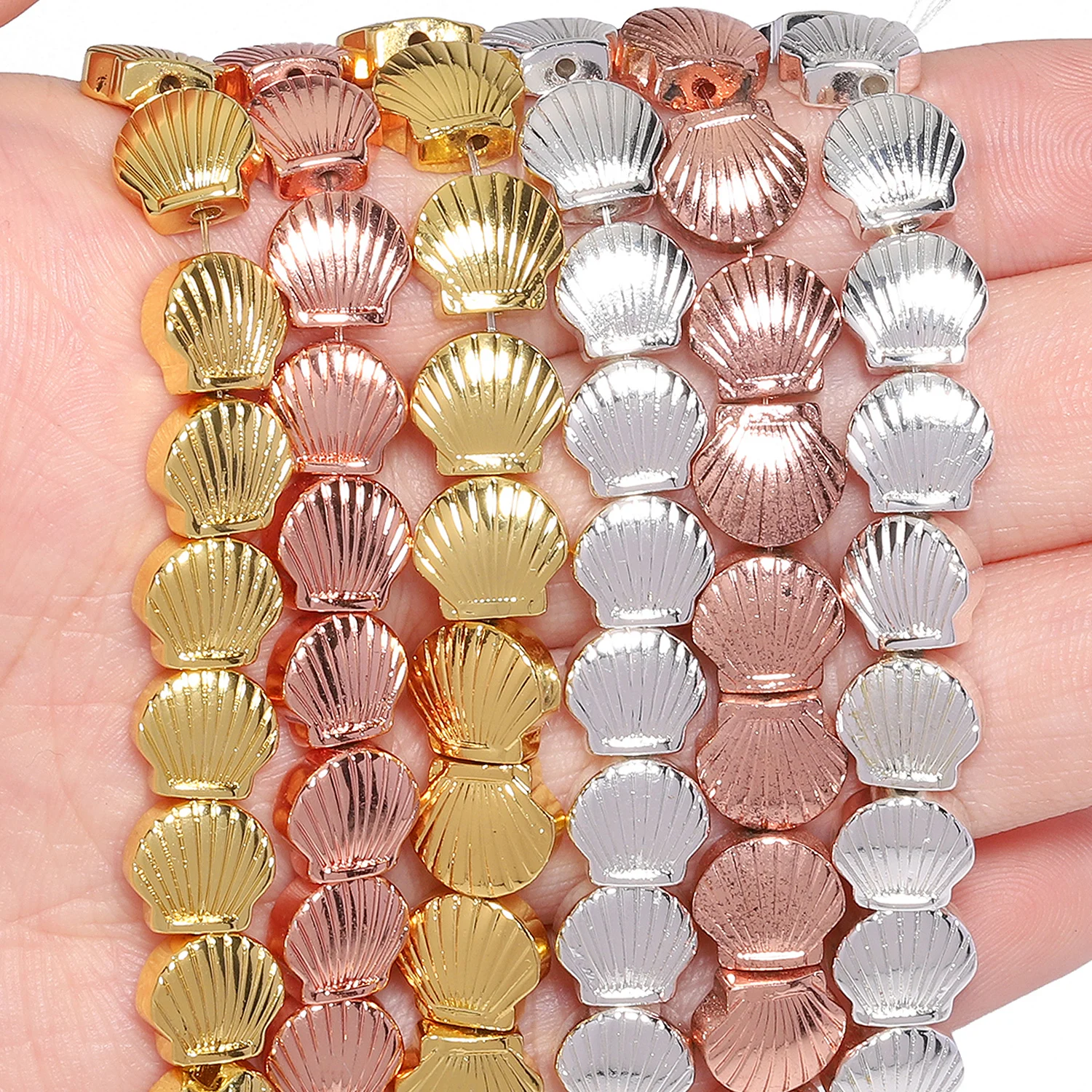 8x8.5mm Naturalne koraliki z hematytu w kolorze złotym w kolorze srebrnym Koraliki w kształcie muszli do tworzenia biżuterii Akcesoria do bransoletek Diy