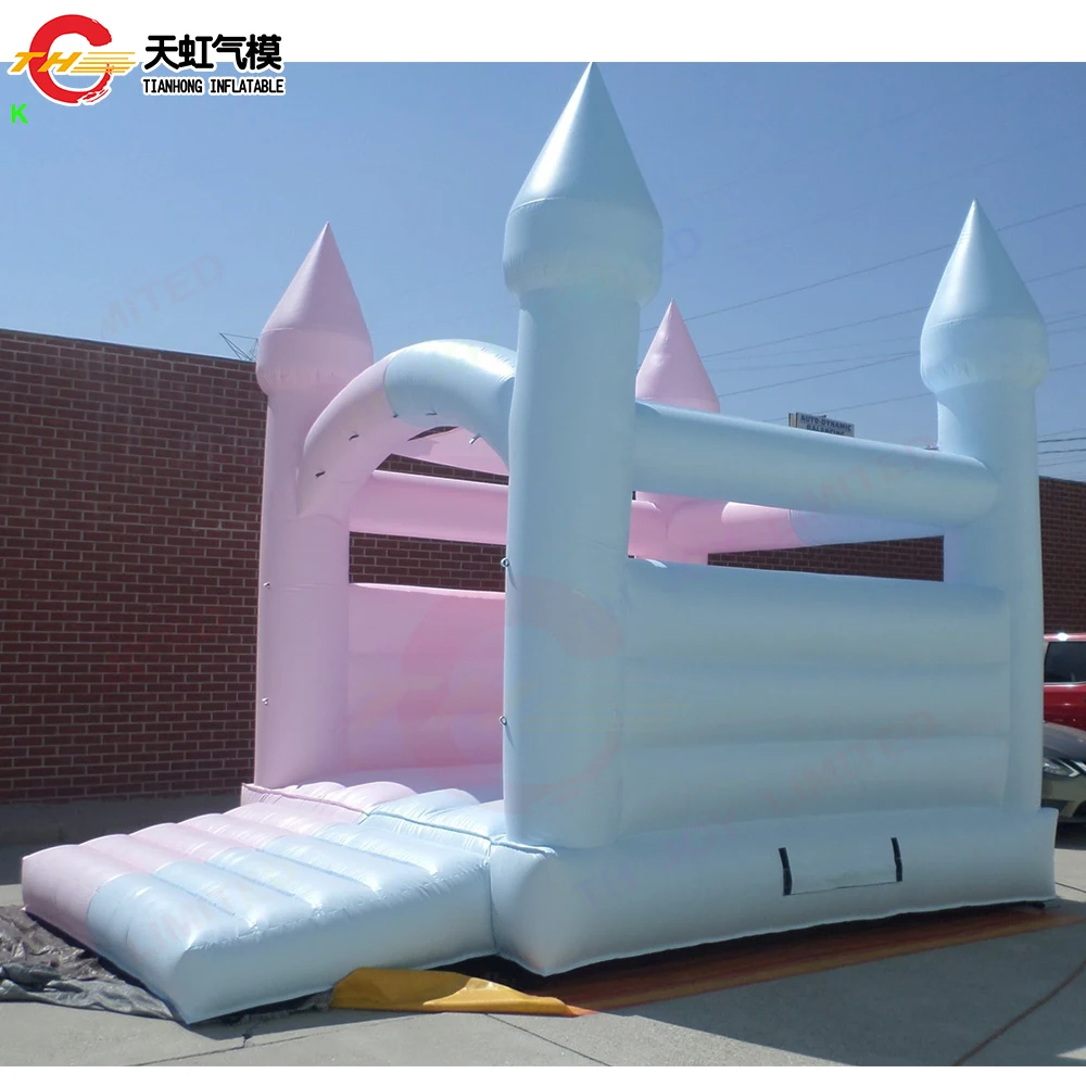 Mix Colors Beautiful Inflatable Bouncer Jumper for Kids Macaron Pink and Blue Color Air Bouncy Castle for Wedding Carnival Party