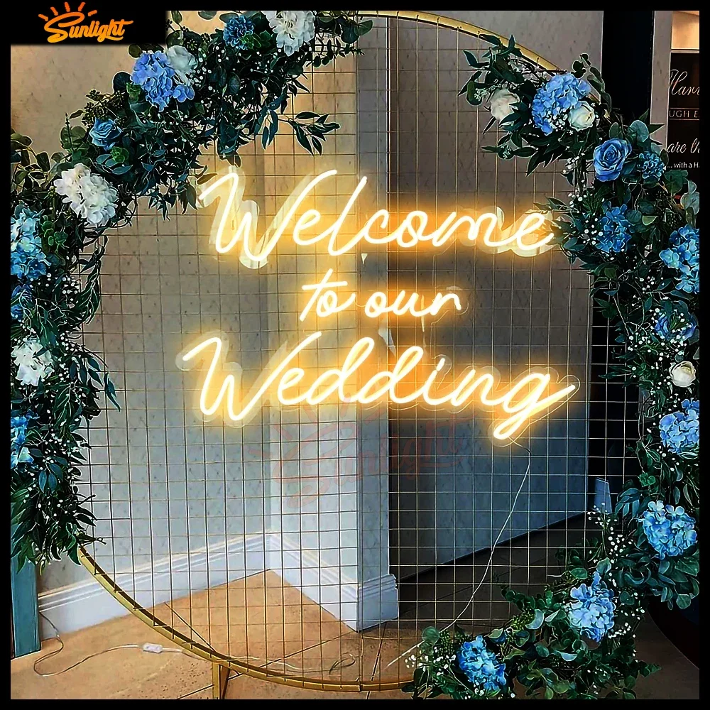 

Custom Neon Sign Welcome To Our Wedding Neon Sign 55 x 40 cm Bedroom Neon Wall Art Light Led Custom Light Sign for Wall Decor