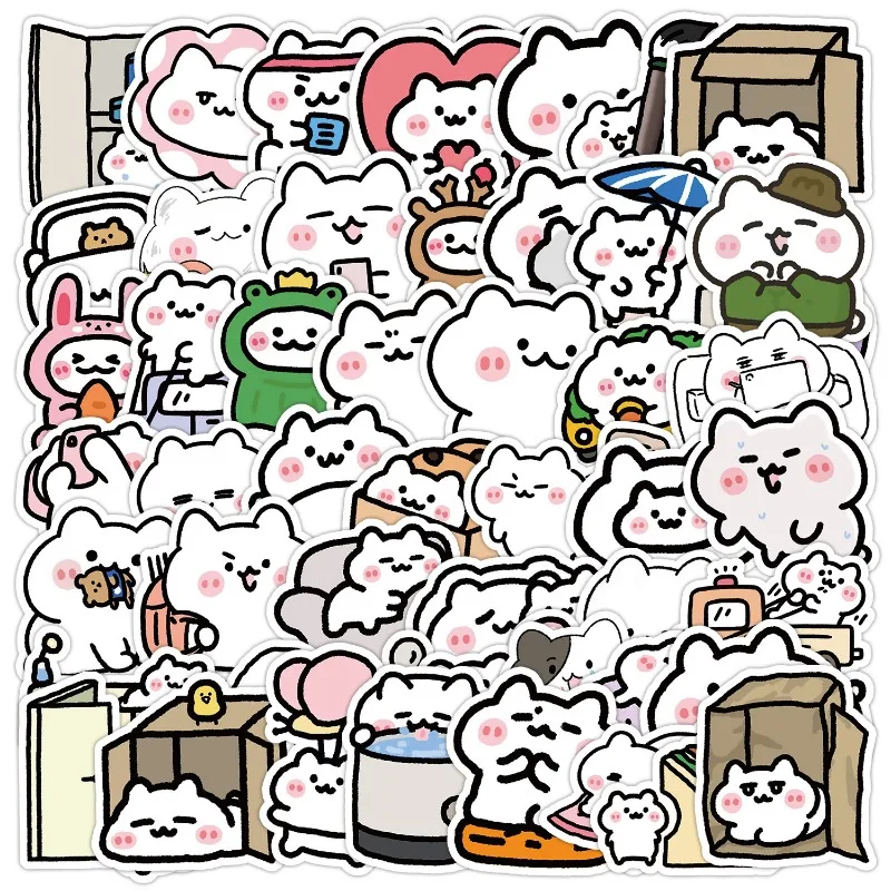 

50 шт., чемодан для ноутбука с рисунком кота, мобильный телефон, стол, чашка для воды, детские креативные украшения, водонепроницаемые наклейки