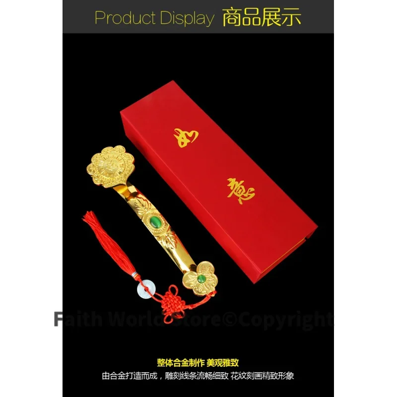 GOOD gift # 2025 office home Mascot efficacious Talisman Money Drawing Fortune Golden RUYI FENG SHUI Sculpture ART statue