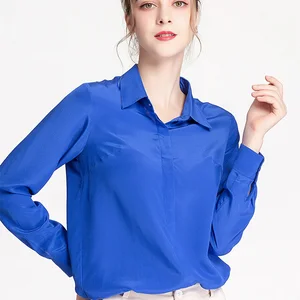 Suyadream-Camisa Langarm in weiblicher Seidenkreppe, solide Bluse, Büro, schick, blau, schwarz, 100% Seide, Herbst, Winter, 2021 8 Hauptverkäufe Seda Crepe Bluse - №3