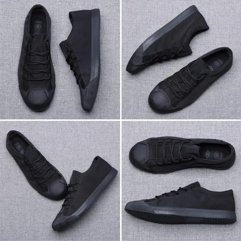 Breathable Casual Sneakers Elastic Band Men\'s Vulcanize Designer Shoes Spring New Hard-Wearing Flats Black Gray S21027