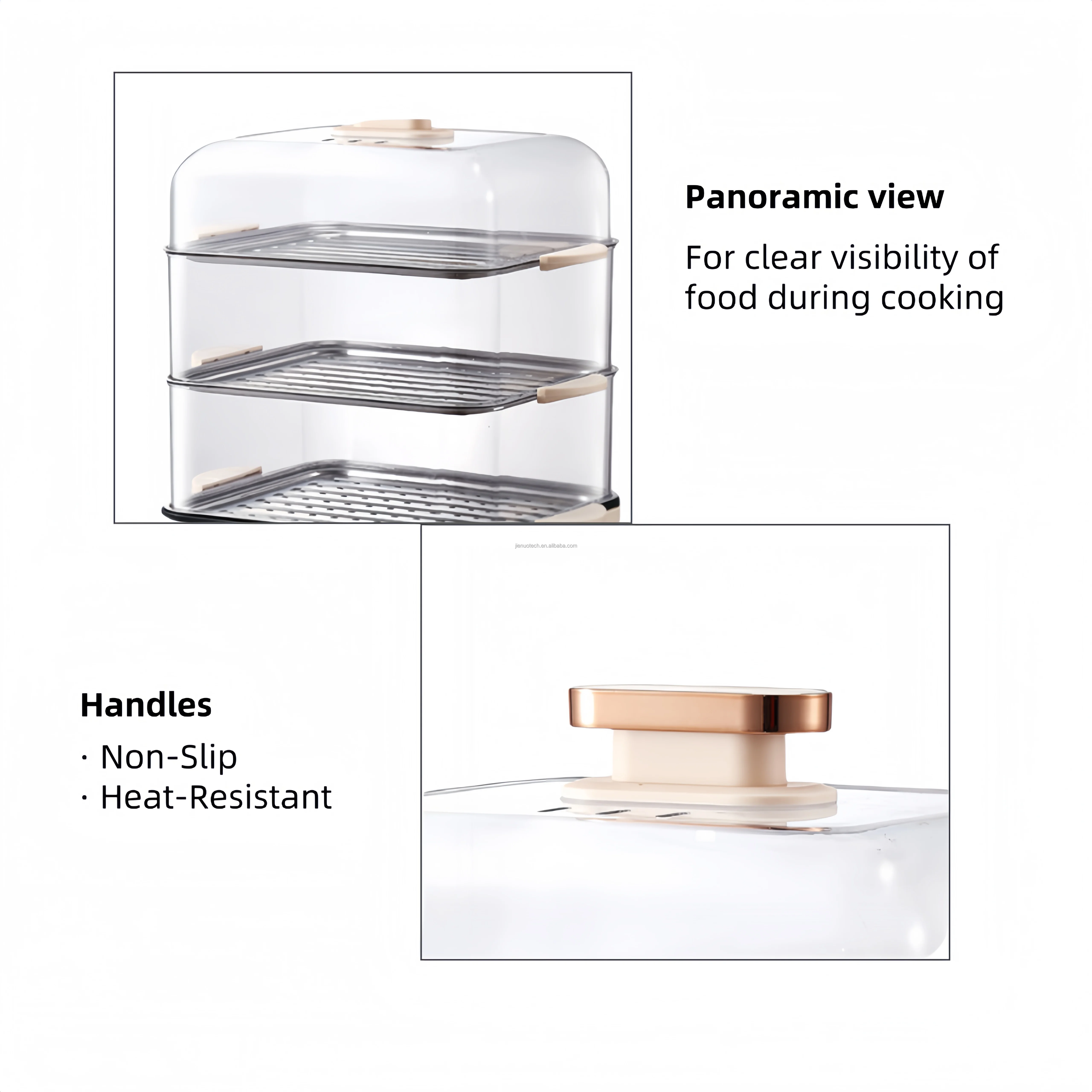 Transparent Multi-functional Intelligent Electric Steamer Large Capacity Three-Layer Kitchenware for Household Use