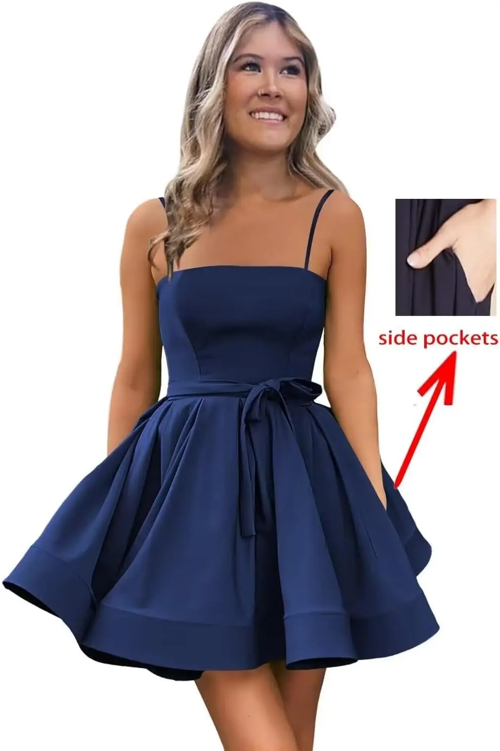 ซาตินชุดเดรสโฮมคัมมิ่ง 2024 สำหรับวัยรุ่นสั้นสปาเก็ตตี้สายรัดงานพรอมค็อกเทลชุดรับปริญญาชุดรับปริญญาชุดมินิ