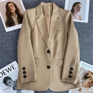 Frauen neue Jacke auf koreanische Mode kleiner Anzug brauner Anzug Mantel Lose Kleidung gerade Temperament Slim Blazer für Frauen Chic 6 Hauptverkäufe Kawai Coat - №1