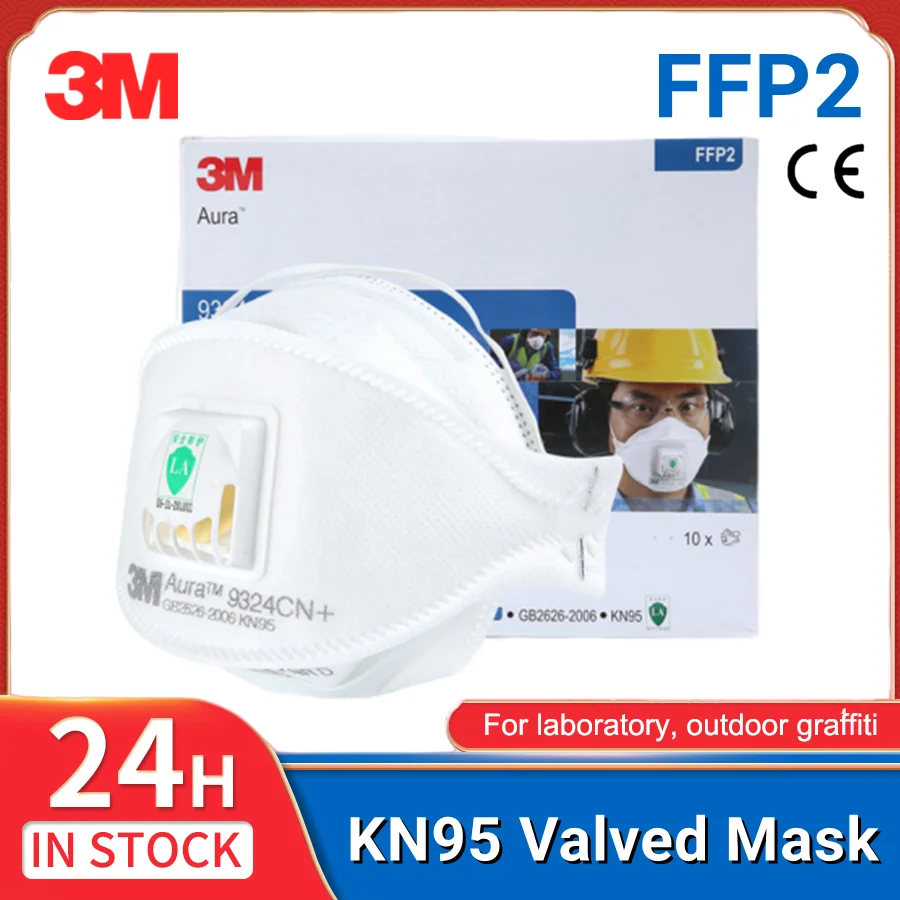 3M 9324 FFP2 Mask Aura 9324CN Masks Cool-flow Valve Headband Reusable KN95 Individual Package 3M Original Respirator 9324CN+