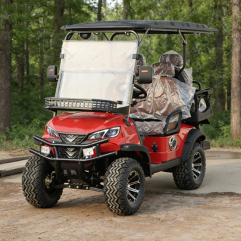 Strong Power Electric Golf Cart New Design Utility Golf Buggy With Sound Bar Off-Road Tires Front Bumper Seat With Headrest