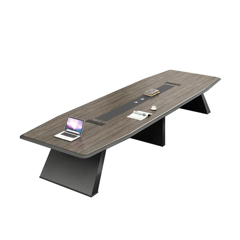 Customized large and medium-sized conference table and chair combination Italian minimalist modern simple office meeting room