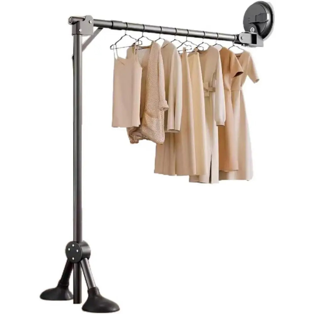 

Expandable Suction Cup Drying Rack for Home, Adjustable Size, Heavy Duty for Towels and Clothing (Black, 80-108.5cm)