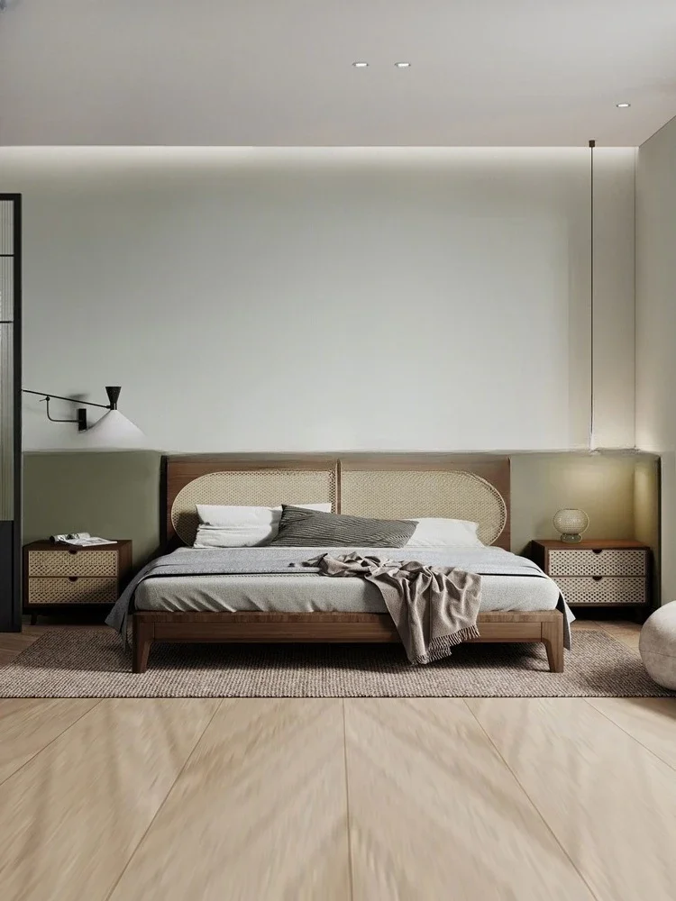 نمط القرون الوسطى sol id wo od double b ed mo del ro om B & B hotel ma ster bedroo m wa bi sa bi ratta n be d dr esser #2