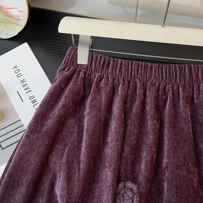 Jupe coréenne taille haute f, décoration florale, loisirs, coupe propre, Version H pour femmes d'âge moyen, marche Ci d'hiver