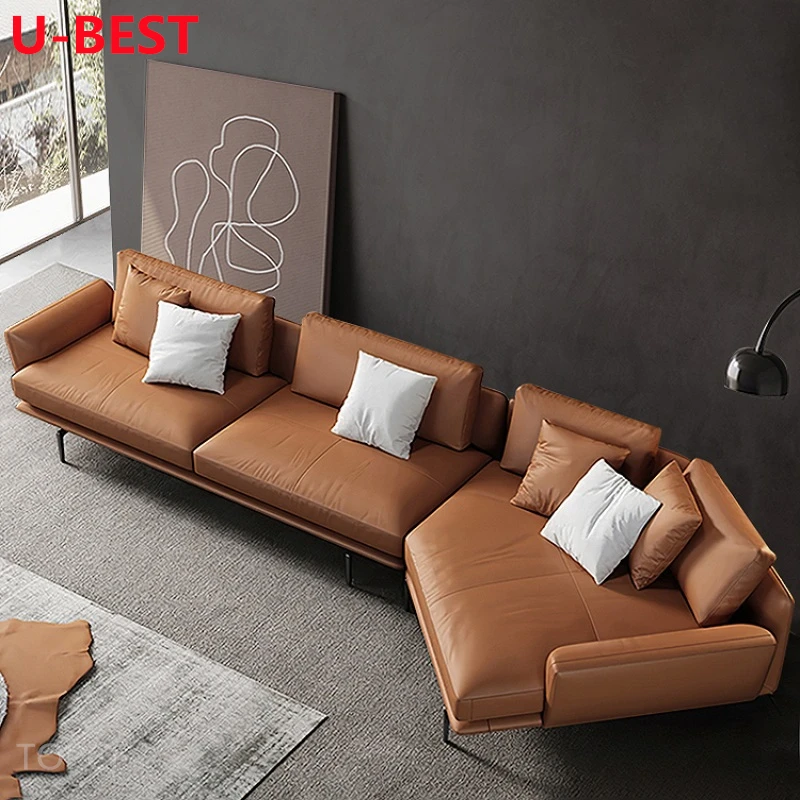 U-Best Italian Minimalist Leather Fabric Lazy Sofa Living Room Nordic Designer Get Back Sofa Home Furniture Sofa Couch Cama