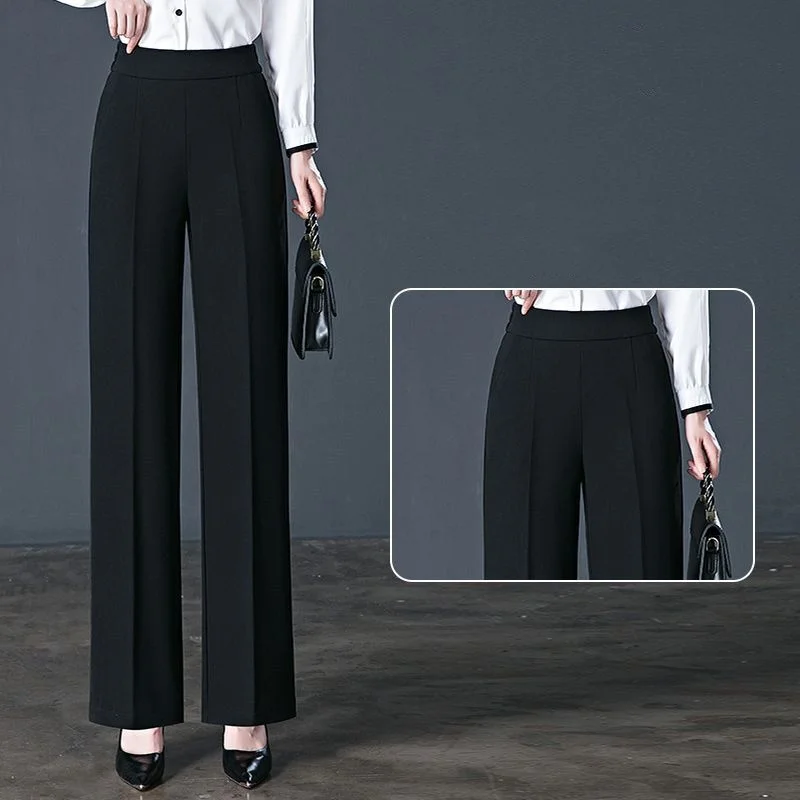 Office Lady Simplicity Solid Color Elastic High Waist Pants 2024 New Casual Straight Trousers Spring Autumn Women\'s Clothing