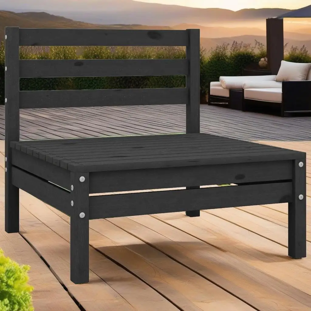 11-Piece Black Pine Wood Garden Lounge Set - Stylish Outdoor Furniture