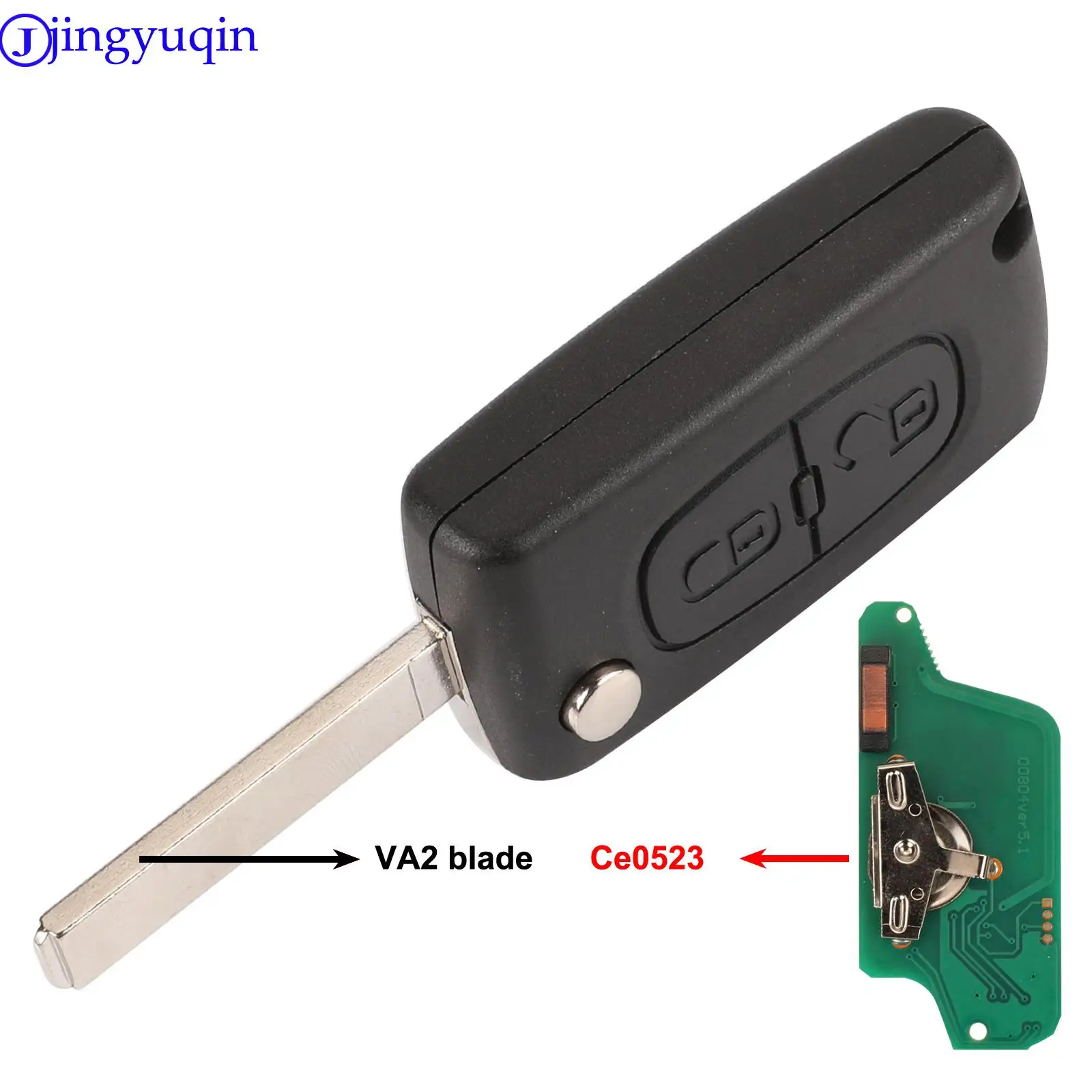 Jingyuqin-cuchilla para Citroën C2, C3, C4, C5, C6, C8, Xsara, Picasso, CE0523, Ce0536, VA2/HCA, 434Mhz, 107 Mhz