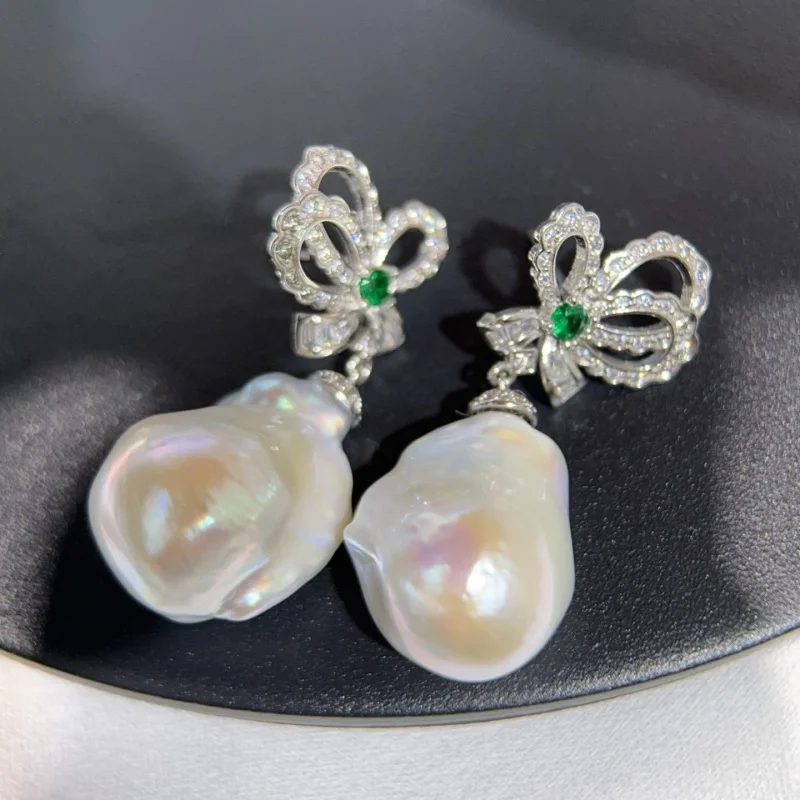 SGARIT Aurora Natural Irregular Baroque Pearl Earrings for Women 925 Sterling Silver Freshwater White Pearl Earrings