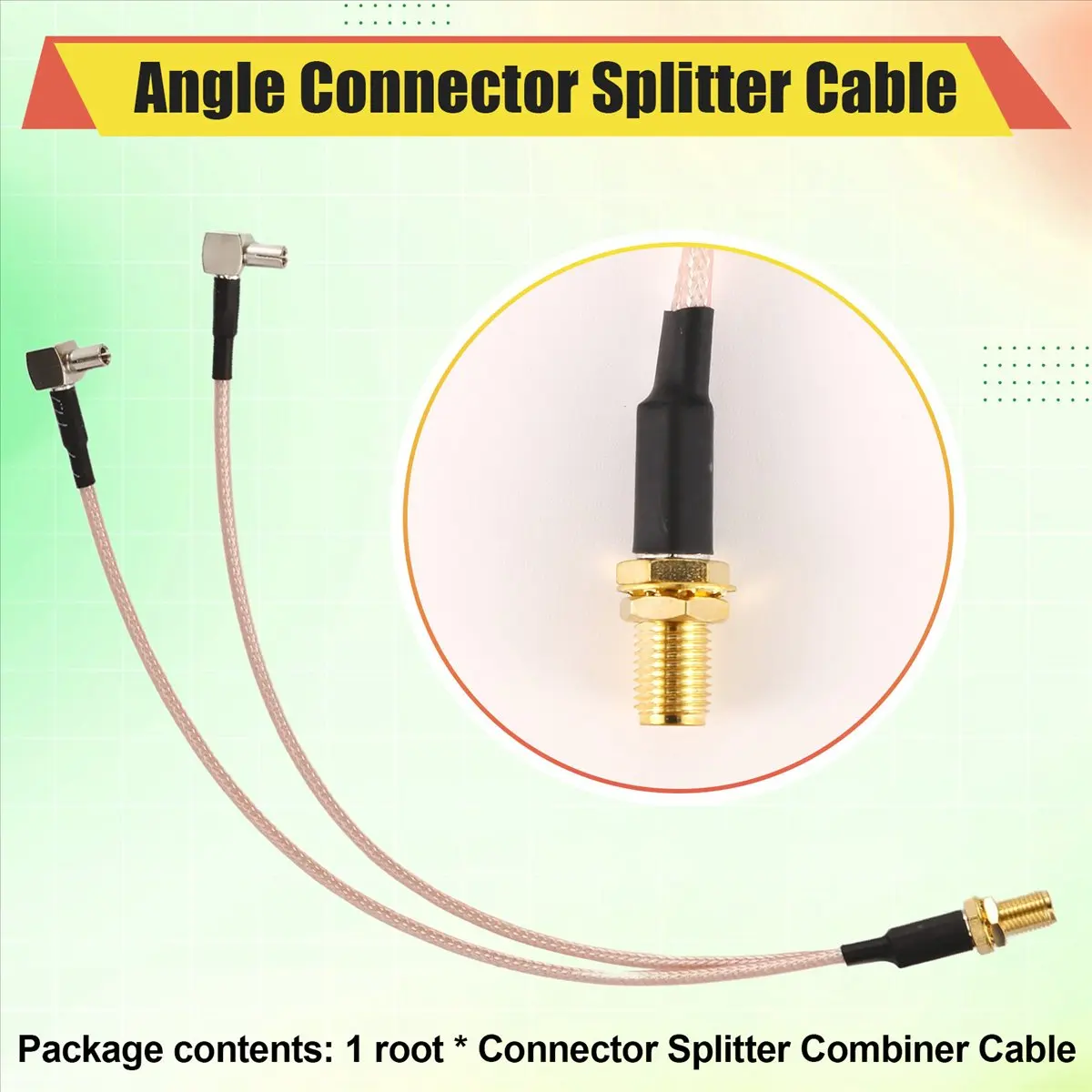 【A75T】 8 inch SMA Female to Y type 2 X TS9 Angle Male Connector Splitter Combiner Cable,gold&silver