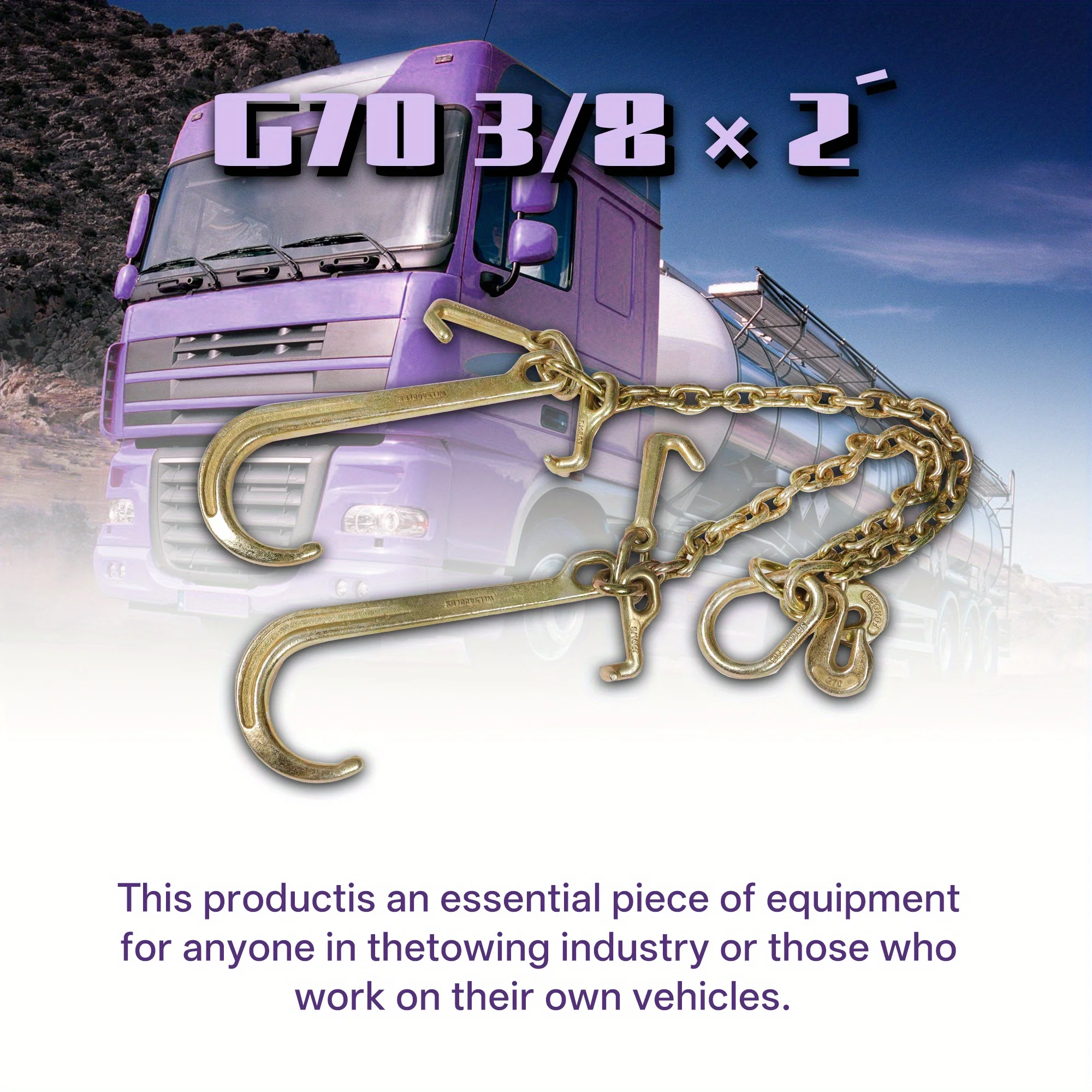 

3/8 X 2 V-образный крюк J-образного крючка для буксировочной цепи Крюк для трактора Автомобильный венчик 0900134 Утки буксирной цепи 7800 фунтов Безопасная рабочая нагрузка Сталь G70