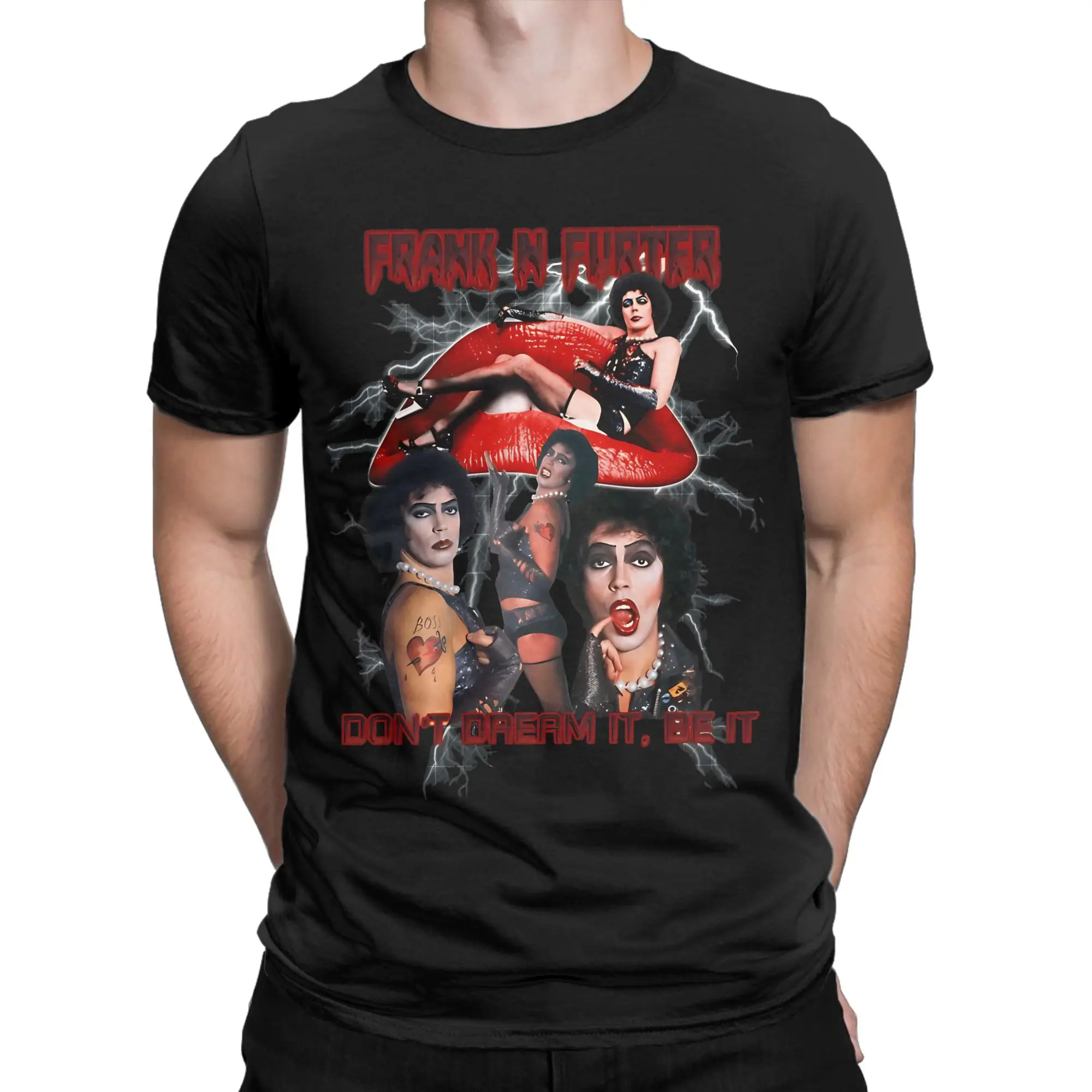 Frank N Furter Horror Movie T Shirts for Men Women 100% Cotton Vintage T-Shirts Pictures Shows Rockys Horror Tees Tops Party