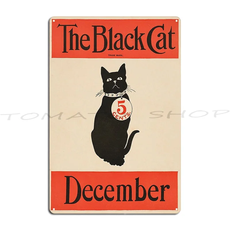 The Black Cat 5 Cents December 1900 Vintage Metal Plaque Poster Vintage Funny Designer Tin Sign Poster